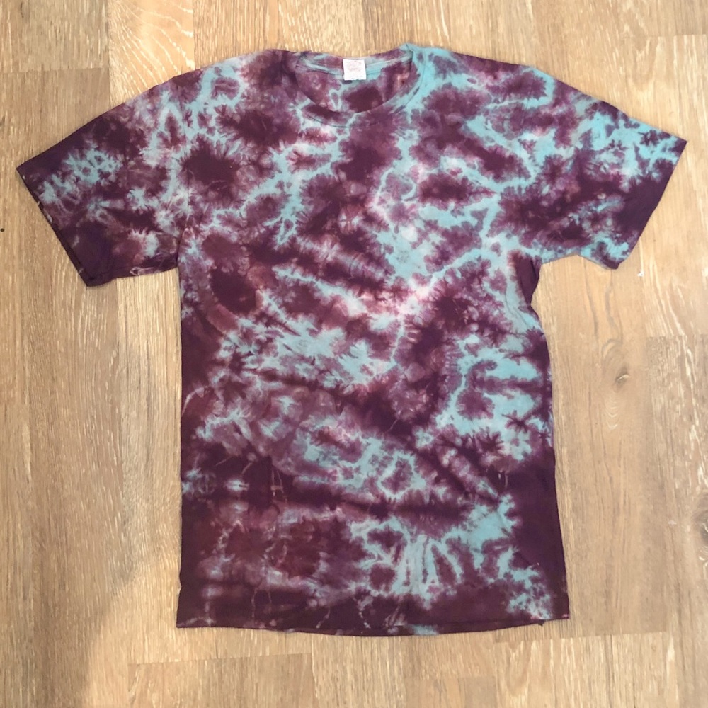 Teal and purple tie dye shirt